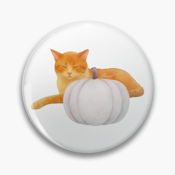 Item preview, Watercolor Orange Cat with White Pumpkin designed and sold by MaisyTorrence.
