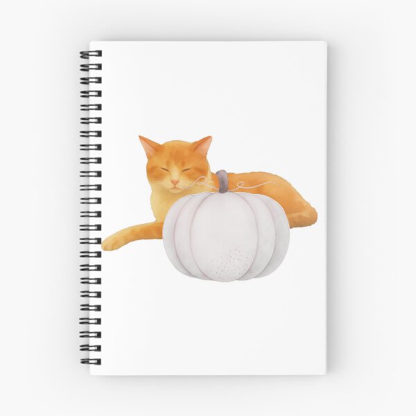 Item preview, Watercolor Orange Cat with White Pumpkin designed and sold by MaisyTorrence.