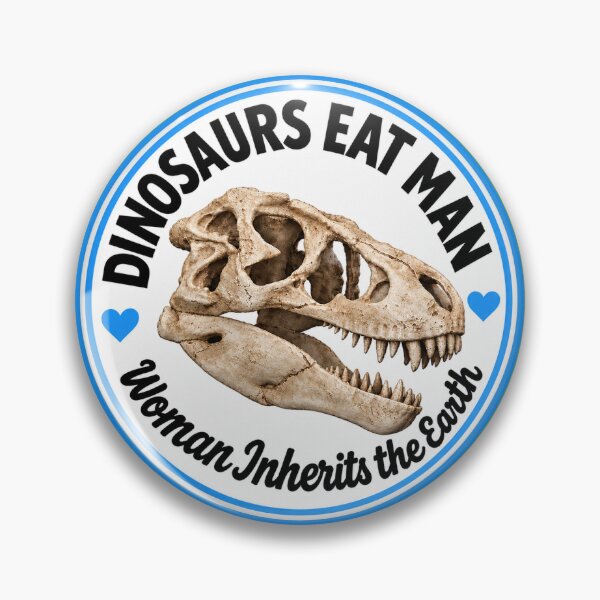 Artikelvorschau, Dinosaurier frisst Mann, Frau erbt die Erde (blau) entworfen und verkauft von kizu.