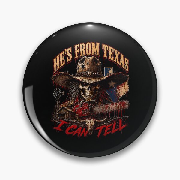 Item preview, Hes From Texas I Can Tell Cowboy Chainsaw Halloween Horror designed and sold by DaveBevitt.