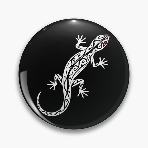 Item preview, White Tribal Gecko - Maori Gothic Lizard Red Eye on Black designed and sold by GothicAle.