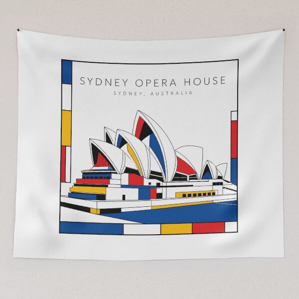 Item preview, Sydney Opera House Mondrian Style Poster 3D designed and sold by CMYKStudio.