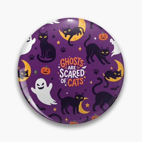 Item preview, Ghosts Are Scared Of Cats - Cute Spooky Halloween Pattern designed and sold by StickersArcoiris.