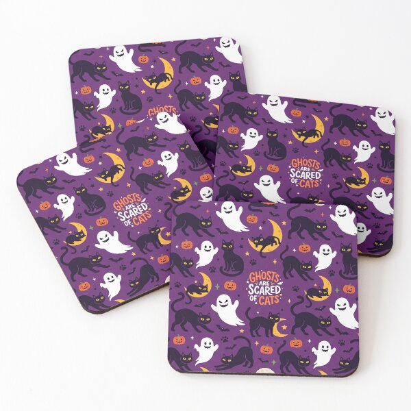 Item preview, Ghosts Are Scared Of Cats - Cute Spooky Halloween Pattern designed and sold by StickersArcoiris.