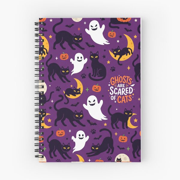Item preview, Ghosts Are Scared Of Cats - Cute Spooky Halloween Pattern designed and sold by StickersArcoiris.
