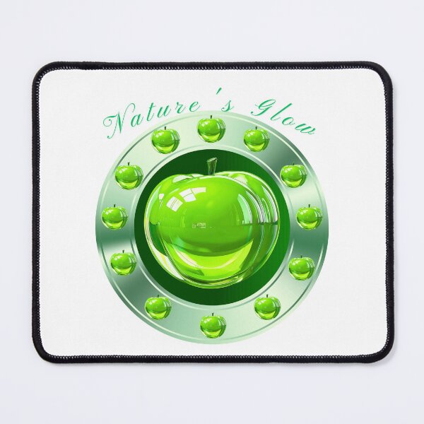 Item preview, Nature Glow Green 3D Chrome Apple Y2K Logo designed and sold by MinimalAurashop.