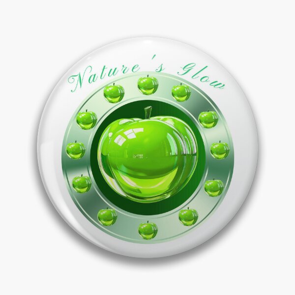Item preview, Nature Glow Green 3D Chrome Apple Y2K Logo designed and sold by MinimalAurashop.