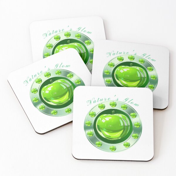 Item preview, Nature Glow Green 3D Chrome Apple Y2K Logo designed and sold by MinimalAurashop.