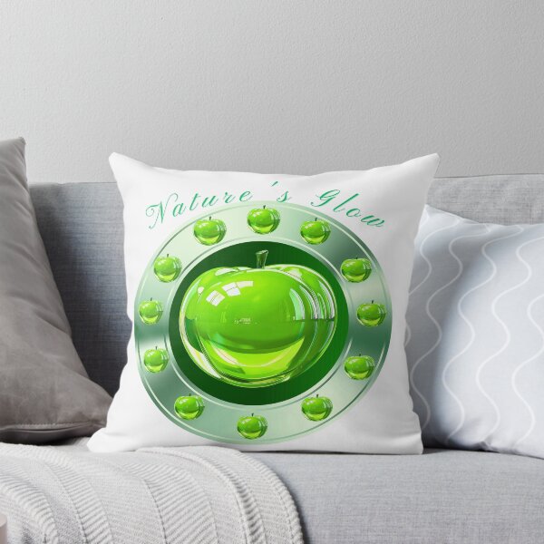 Item preview, Nature Glow Green 3D Chrome Apple Y2K Logo designed and sold by MinimalAurashop.