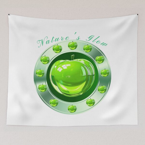 Item preview, Nature Glow Green 3D Chrome Apple Y2K Logo designed and sold by MinimalAurashop.