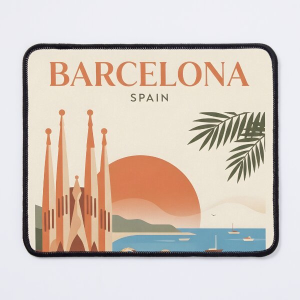 Item preview, Barcelona Spain Vintage Travel Poster - Minimalist Catalan Art Print designed and sold by DuckOddity.