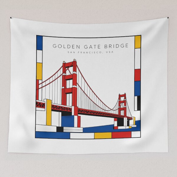 Item preview, Golden Gate Bridge Mondrian Style Poster 3D designed and sold by CMYKStudio.