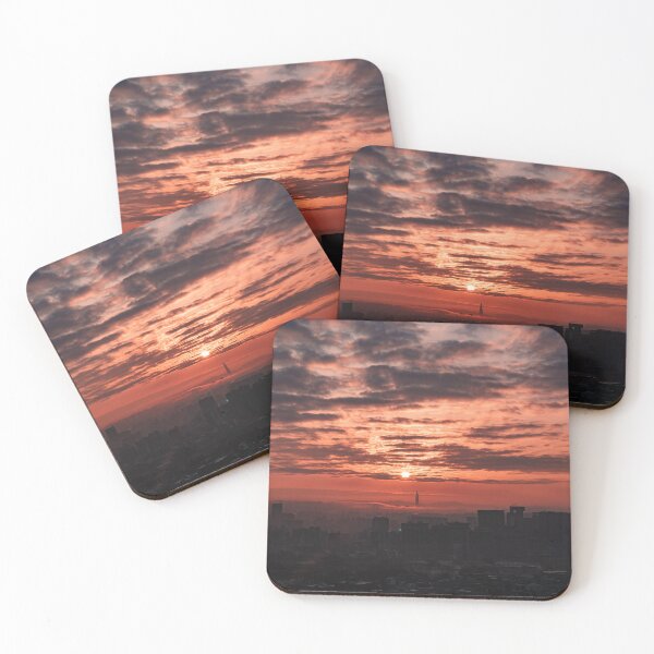 Item preview, Dramatic Sunrise Clouds Over Misty Seoul Skyline designed and sold by Nightwindow.