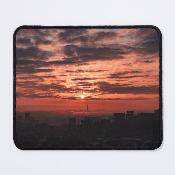 Item preview, Dramatic Sunrise Clouds Over Misty Seoul Skyline designed and sold by Nightwindow.