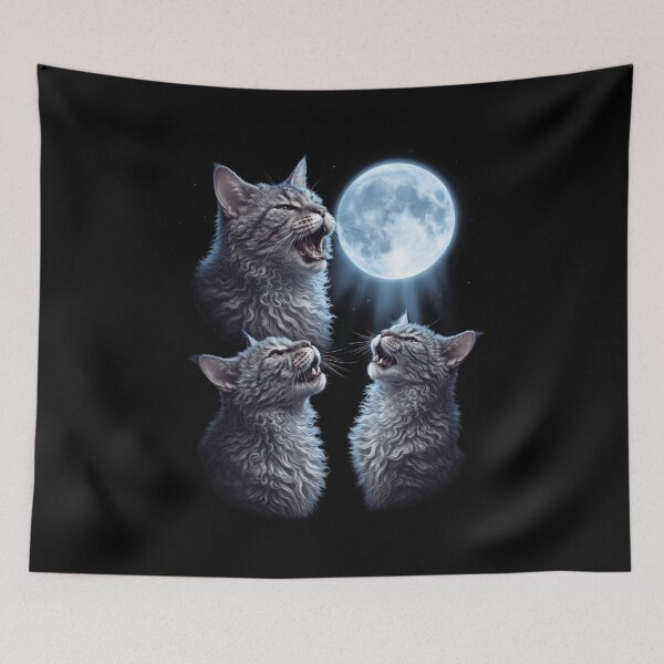 Item preview, American Wirehair Howling Moon Art Cat Kitten Lover designed and sold by dian-rody-crest.