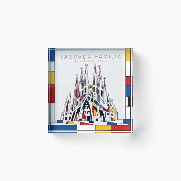Item preview, Sagrada Familia Mondrian Style Poster 3D designed and sold by CMYKStudio.