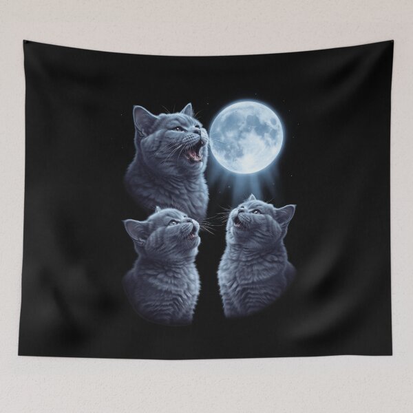 Item preview, British Shorthair Howling Moon Art Cat Kitten Lover designed and sold by dian-rody-crest.