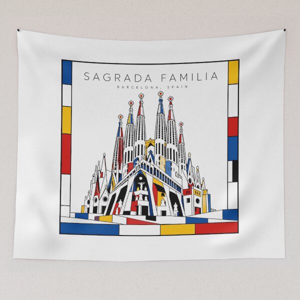 Item preview, Sagrada Familia Mondrian Style Poster 3D designed and sold by CMYKStudio.