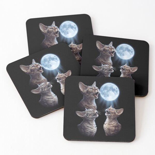 Item preview, Devon Rex Howling Moon Art Cat Kitten Lover designed and sold by dian-rody-crest.