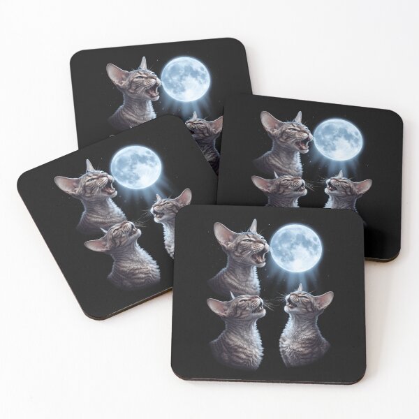 Item preview, Cornish Rex Howling Moon Art Cat Kitten Lover designed and sold by dian-rody-crest.