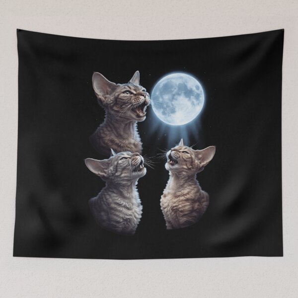 Item preview, Devon Rex Howling Moon Art Cat Kitten Lover designed and sold by dian-rody-crest.