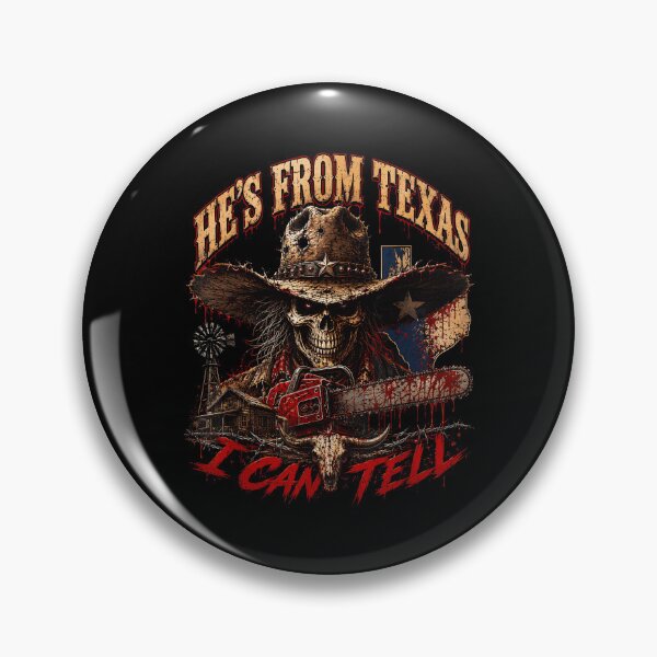 Item preview, Hes From Texas I Can Tell Cowboy Chainsaw Halloween Horror designed and sold by DaveBevitt.