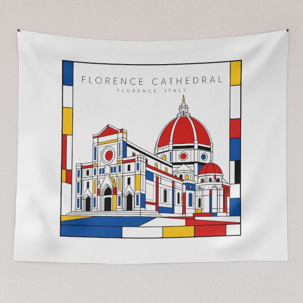Item preview, Florence Cathedral Mondrian Style Poster 3D designed and sold by CMYKStudio.