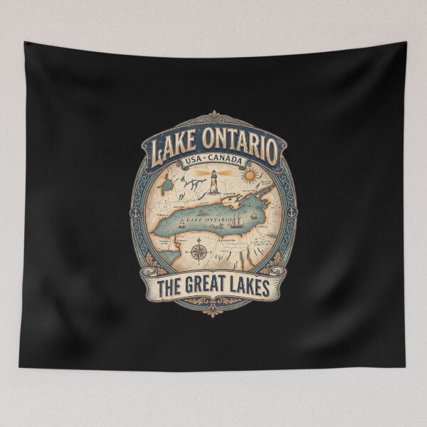 Item preview, Lake Ontario Vintage Great Lakes Map designed and sold by vtv14.