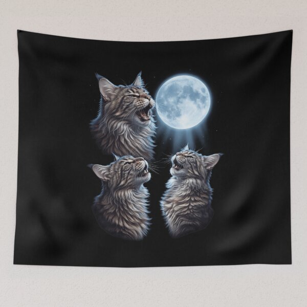 Item preview, Maine Coon Howling Moon Art Cat Kitten Lover designed and sold by dian-rody-crest.