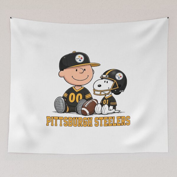 Item preview, Snoopy And Charlie Brown Pittsburgh Steelers Football Fan designed and sold by CaneufeyCip.