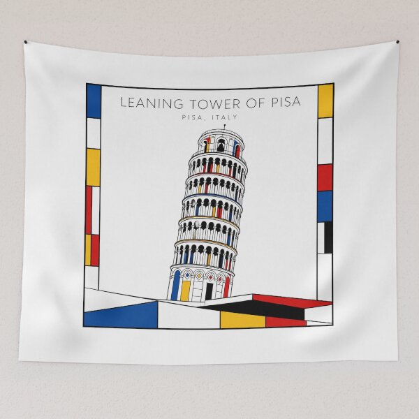 Item preview, Leaning Tower of Pisa Mondrian Style Poster 3D designed and sold by CMYKStudio.