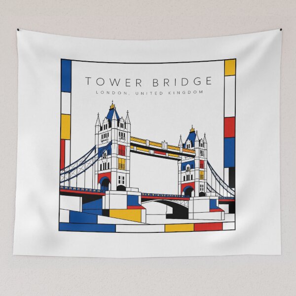 Item preview, Tower Bridge Mondrian Style Poster 3D designed and sold by CMYKStudio.