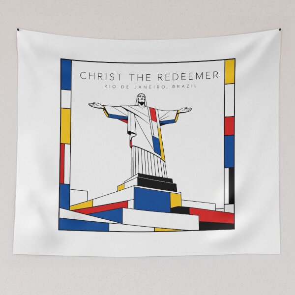 Item preview, Christ the Redeemer Mondrian Style Poster 3D designed and sold by CMYKStudio.
