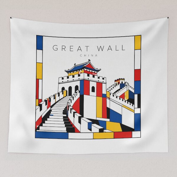 Item preview, Great Wall of China Mondrian Style Poster 3D designed and sold by CMYKStudio.