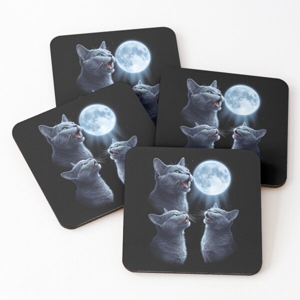 Item preview, Russian Blue Howling Moon Art Cat Kitten Lover designed and sold by dian-rody-crest.