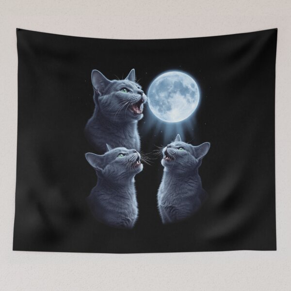 Item preview, Russian Blue Howling Moon Art Cat Kitten Lover designed and sold by dian-rody-crest.