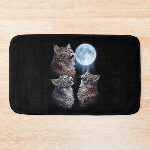 Artikelvorschau, Selkirk Rex Howling Moon Art Cat Kitten Lover entworfen und verkauft von dian-rody-crest.