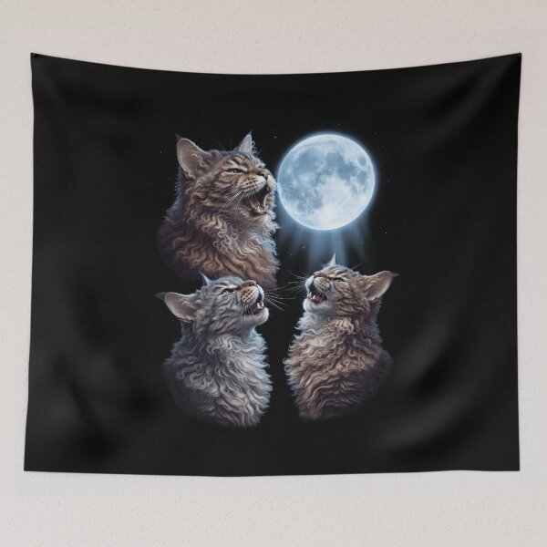Item preview, Selkirk Rex Howling Moon Art Cat Kitten Lover designed and sold by dian-rody-crest.