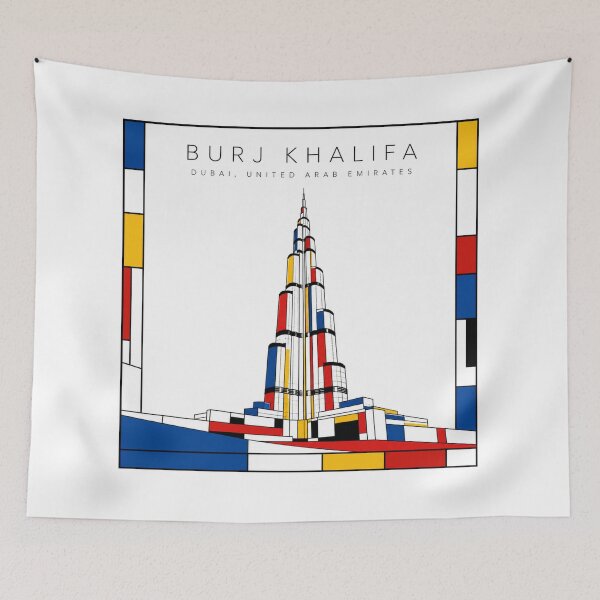 Item preview, Burj Khalifa Mondrian Style Poster 3D designed and sold by CMYKStudio.