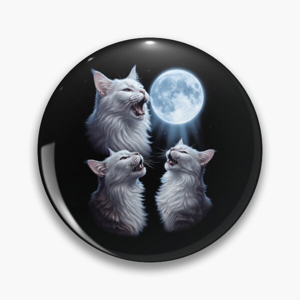 Item preview, Turkish Angora Howling Moon Art Cat Kitten Lover designed and sold by dian-rody-crest.