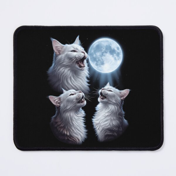 Item preview, Turkish Angora Howling Moon Art Cat Kitten Lover designed and sold by dian-rody-crest.