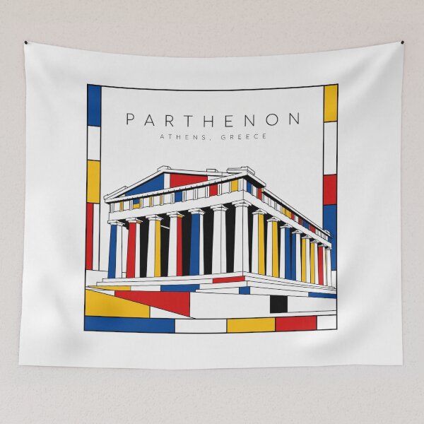 Item preview, Parthenon Mondrian Style Poster 3D designed and sold by CMYKStudio.