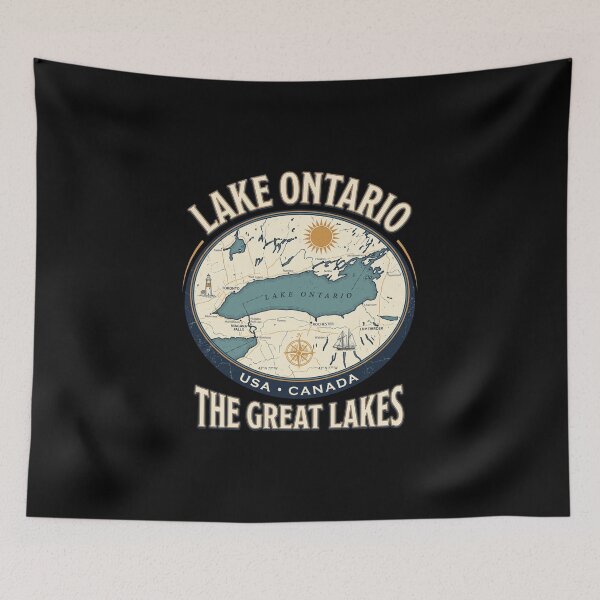 Item preview, Lake Ontario Vintage Map USA Canada Travel Art designed and sold by vtv14.