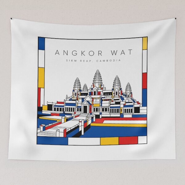 Item preview, Angkor Wat Mondrian Style Poster 3D designed and sold by CMYKStudio.