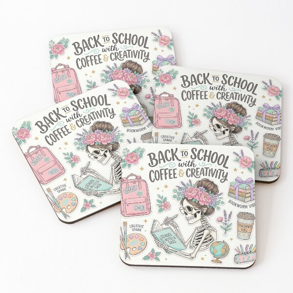Item preview, Coffee & Creativity - Cute Messy Bun Skeleton Teacher & Bookworm Vibes designed and sold by StickersArcoiris.