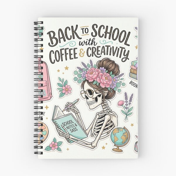 Item preview, Coffee & Creativity - Cute Messy Bun Skeleton Teacher & Bookworm Vibes designed and sold by StickersArcoiris.