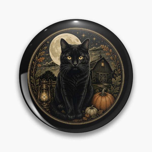 Item preview, Moonlit Barn Cat Gothic Folk Illustration Halloween designed and sold by OliviaHayesArt.