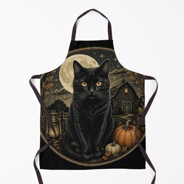 Item preview, Moonlit Barn Cat Gothic Folk Illustration Halloween designed and sold by OliviaHayesArt.