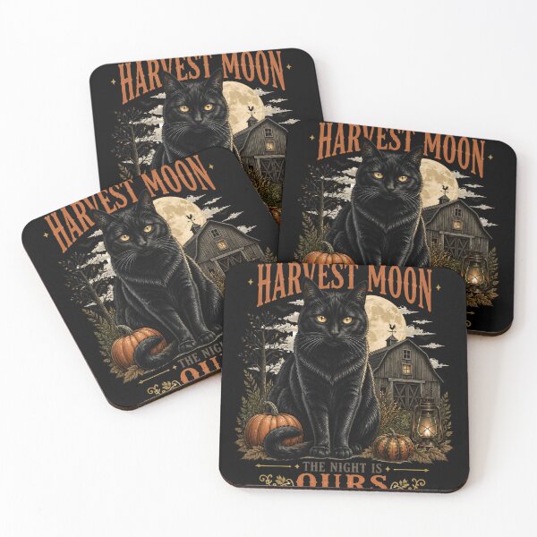 Item preview, Moonlit Barn Cat Retro Halloween Poster Halloween designed and sold by OliviaHayesArt.