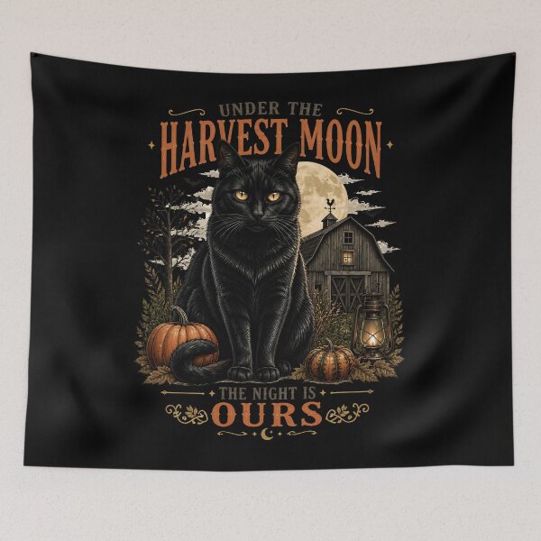Item preview, Moonlit Barn Cat Retro Halloween Poster Halloween designed and sold by OliviaHayesArt.